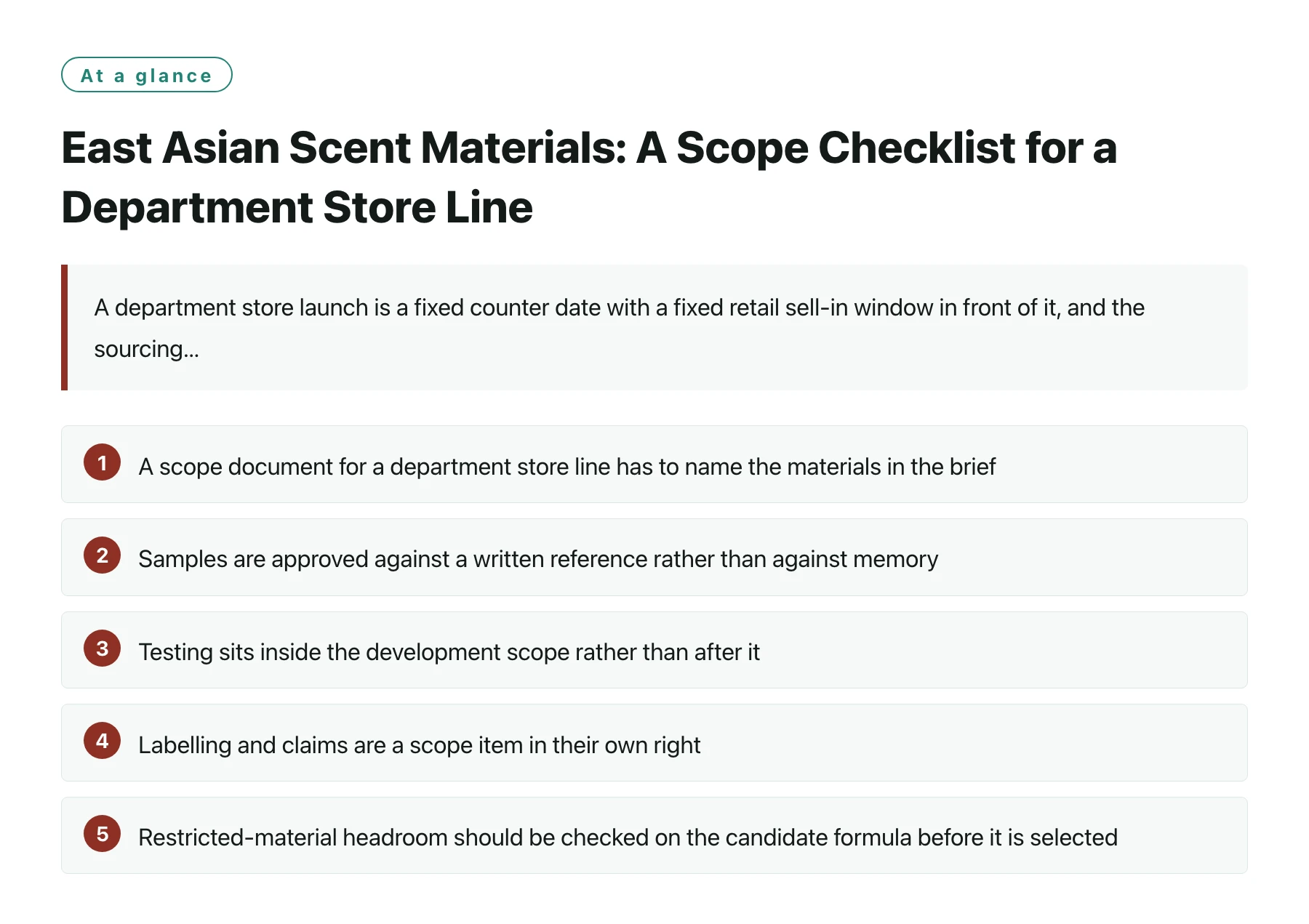 East Asian Scent Materials: A Scope Checklist for a Department Store Line——全文要点速览